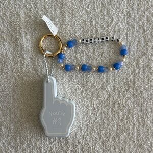 Little Words Project “Rooting 4 U” Beaded Keychain Bag Charm with Foam Finger